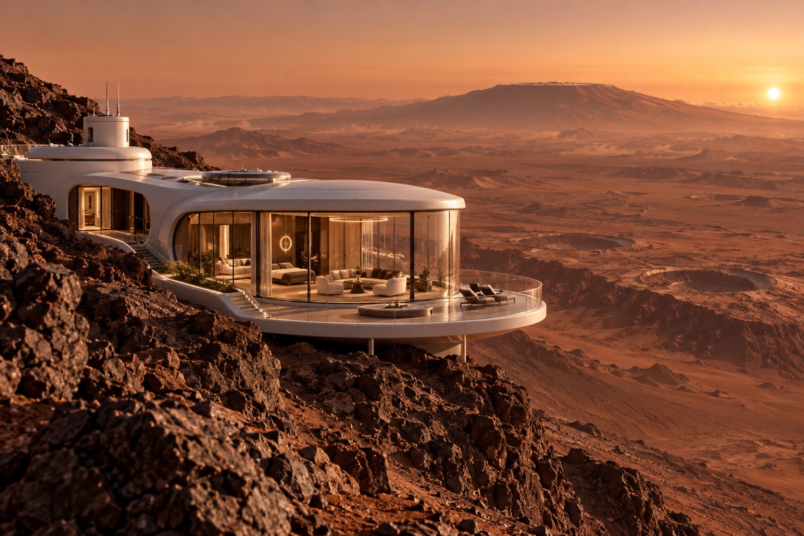 Futurisztikus penthouse az Olympus Mons vörös vulkáni táján